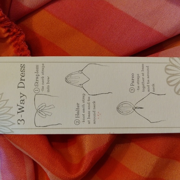NWT MUD PIE Bag Lady "McCay Wrap " Sophia 3-Way Dress Size Medium, Pink & Orange - Picture 6 of 9